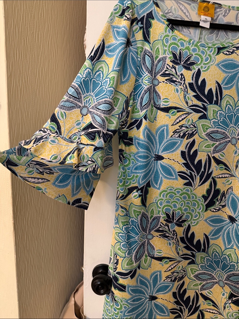 Ruby Rd. Yellow Blue Green Floral Shift Dress - Picture 3 of 7
